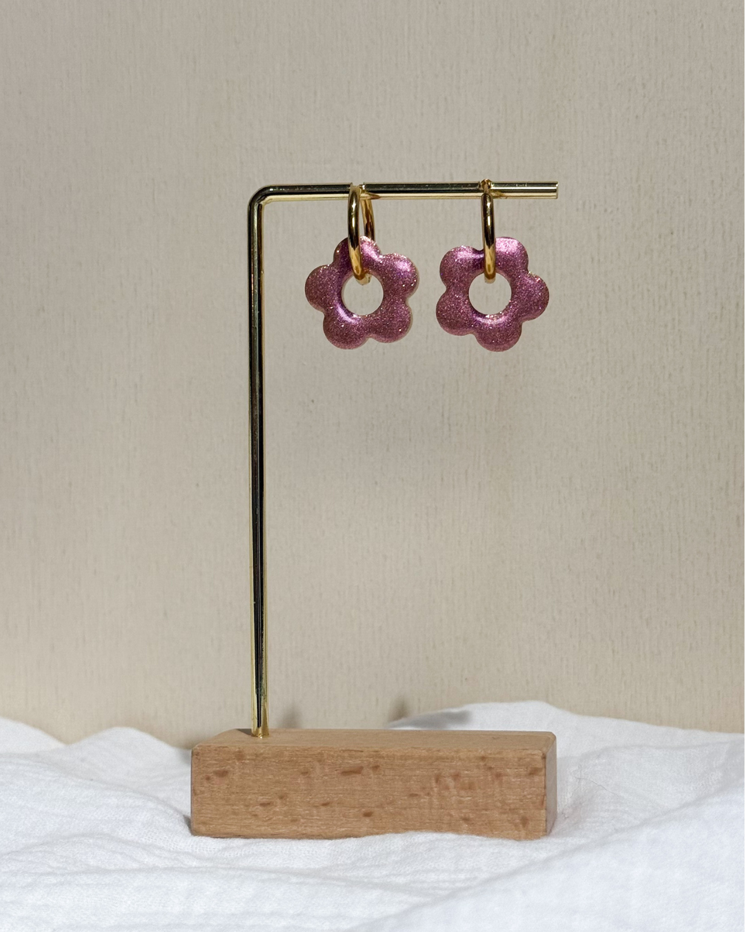 Boucles Grandes Cosmos Rose Irisé